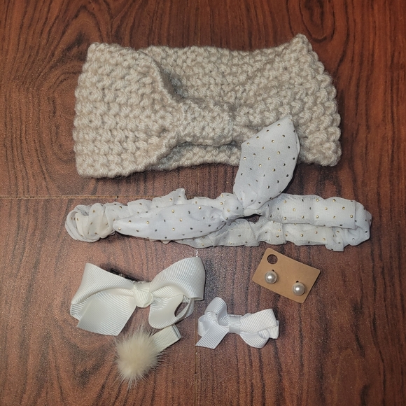 Tan 6 piece hair Bow And Headband accessory bundle - Picture 1 of 1